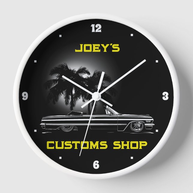 Horloge Chevy Sixties Black Convertible N'importe quel nom (Recto)