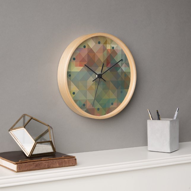 Horloge Chic Abstrait Triangles Motif en mosaïque (Bureau)