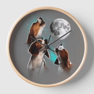 Horloge Chien Beagle Amusant / Beagle hurlant à l'horloge