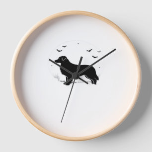 Horloge Chien berger australien - Halloween Moon Silhouett