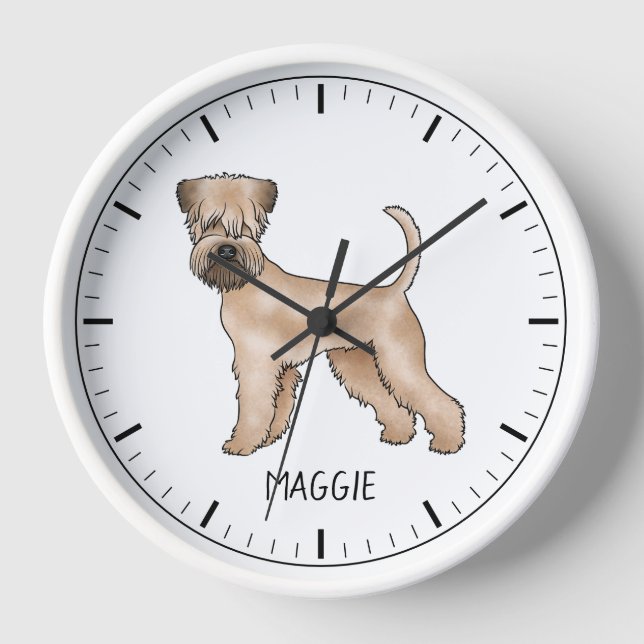 Horloge Chien De Terrier Roulé Avec Un Nom Personnalisé (Recto)