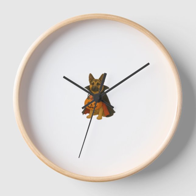 Horloge Chien d'Halloween allemand Bulldog en costume vamp (Recto)