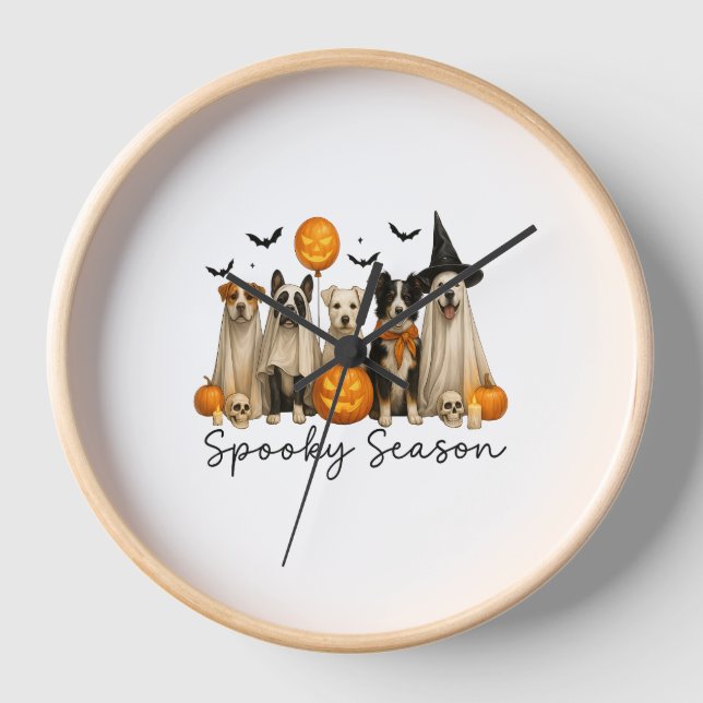 Horloge Chien d'Halloween de la saison éffrayante (Recto)