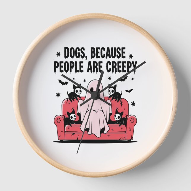 Horloge Chien d'Halloween éffrayant Ghost Png Éffrayant 2 (Recto)