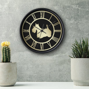 Horloge Chien écossais en or