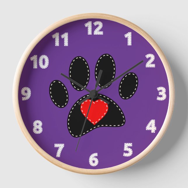 Horloge Chien maman Dessin pourpre (Recto)