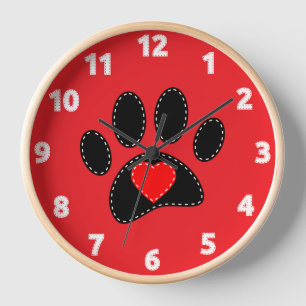 Horloge Chien maman Dessin Rouge
