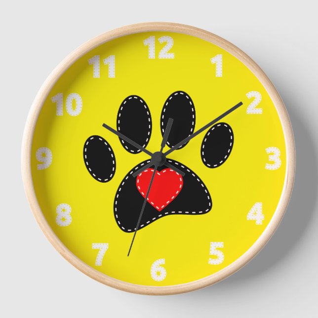 Horloge Chien maman tirant Jaune (Recto)