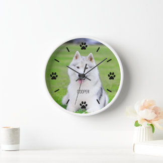 Horloge Chien ou Chat Paw Personnalisé Animal Photo Mur Ho