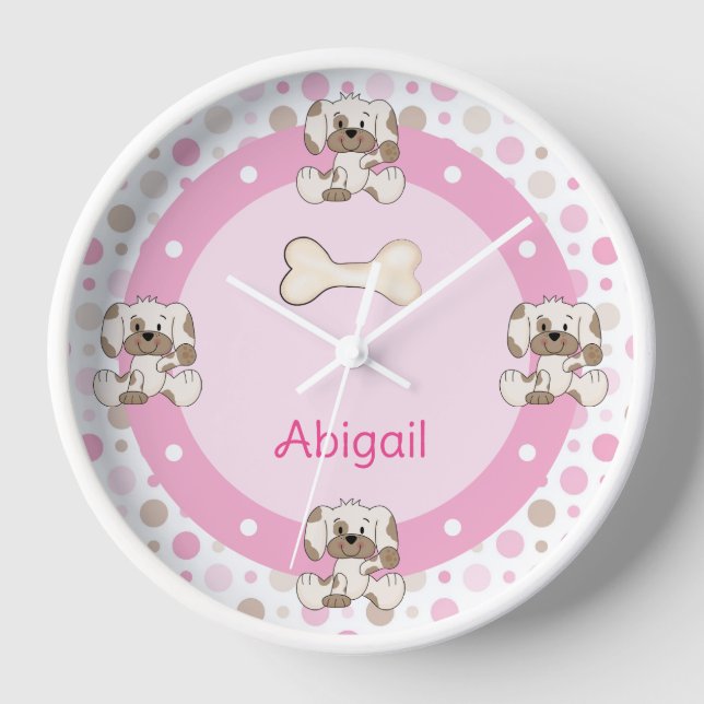 Horloge Chien rose Chien Chien Rose Personnalisé (Recto)