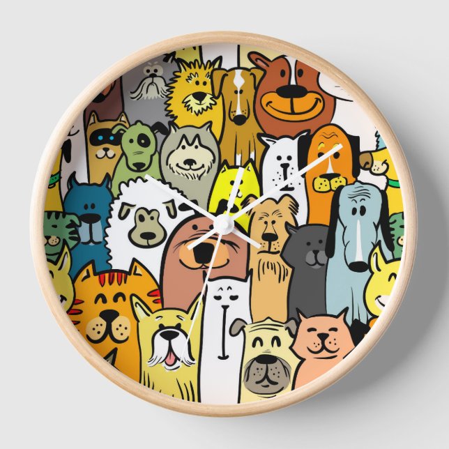 Horloge Chiens et chats Animés illustrations 24h/24 (Recto)