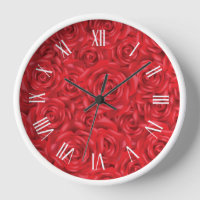 Chiffres blancs motifs de roses rouges