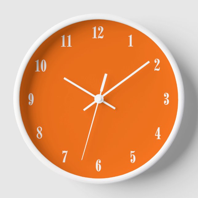 Horloge Chiffres blancs orange solides (Recto)
