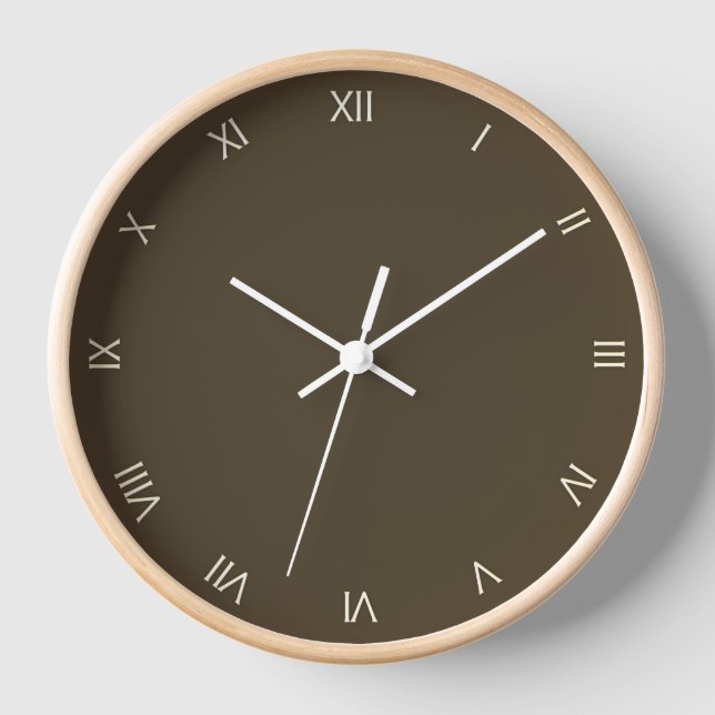 Horloge Chiffres romains blancs de Mocha solides (Recto)