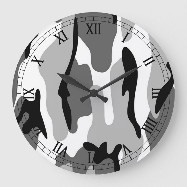 Horloge chiffres romains camouflage gris noir et b (Recto)
