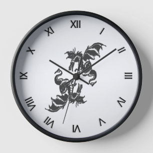 Horloge Chiffres romains de Yin Yang Dragons