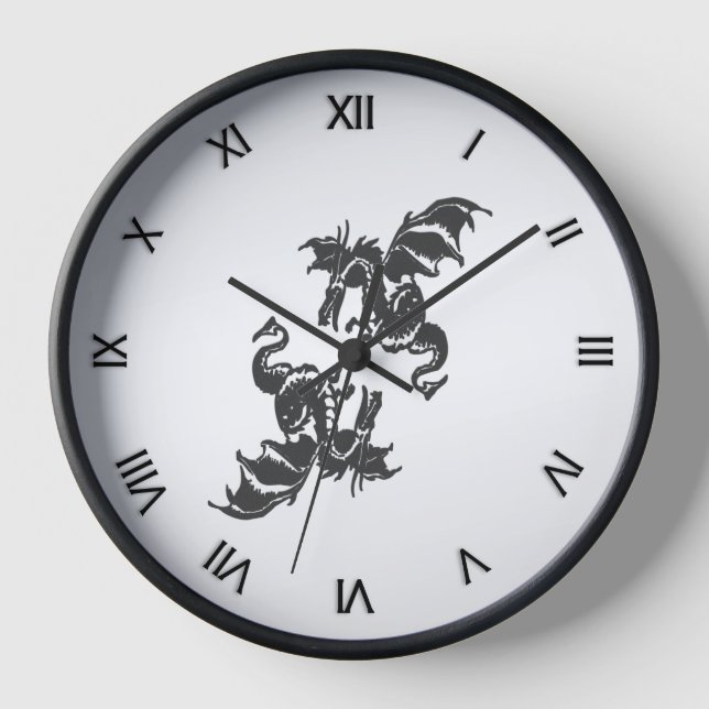 Horloge Chiffres romains de Yin Yang Dragons (Recto)