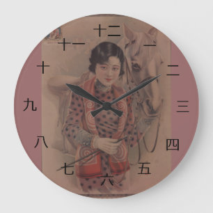 Horloge chinoise vintage de carte postale