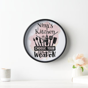 Horloge Choisissez Votre Arme Outils De Cuisine Pink Splas