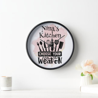 Horloge Choisissez Votre Arme Outils De Cuisine Pink Splas