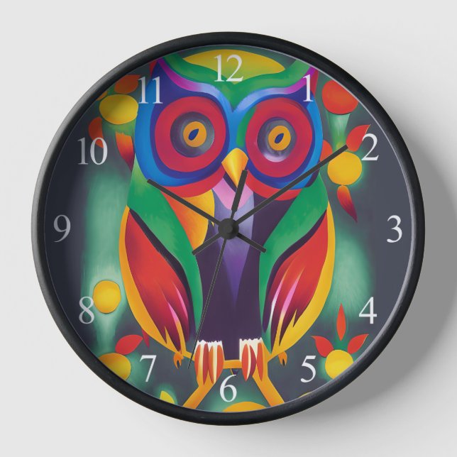 Horloge Chouette holographique couleur mignonne (Recto)
