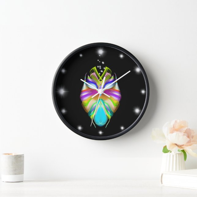 Horloge Chouette Oracle noire et multicouleur (Maison)