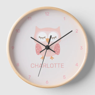Horloge Chouette rose, mignonne et capricieuse customisée