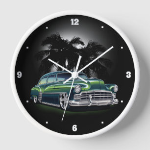 Horloge Cinquante ans vert Bas Rider Palm Trees Graphisme