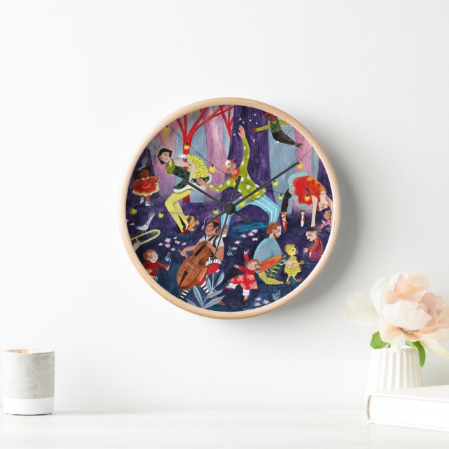 Horloge Circus kids & artiste de la scène dans la forêt (Maison)
