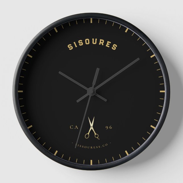 Horloge Ciseaux d'or coiffeur esthétique Barbier (Recto)