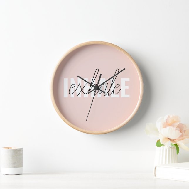 Horloge Citation moderne Pastel Pink Inhale Exhale (Maison)