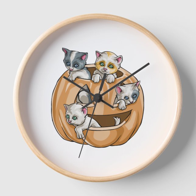 Horloge Citrouille des chats d'Halloween (Recto)