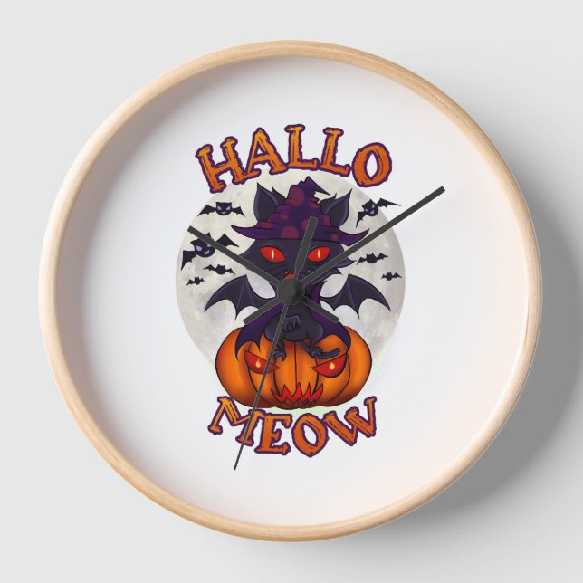 Horloge Citrouille Halloween Catoween (Recto)
