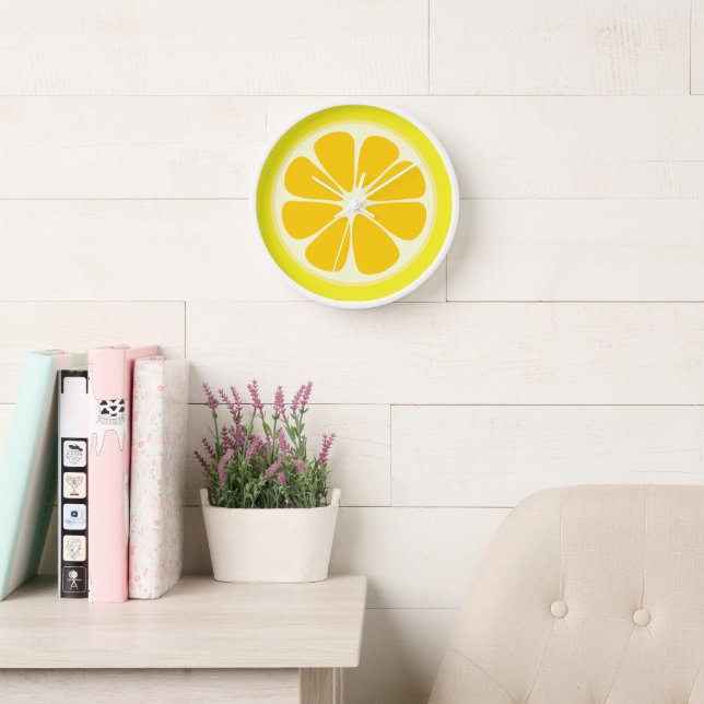 Horloge Citrus juteux Citron Tropical Fruit Slice Cuisine (Salle de lecture)