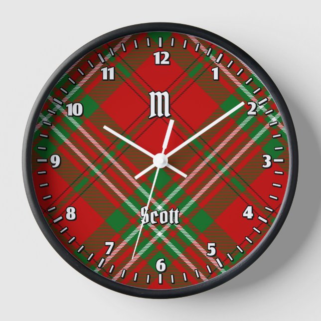 Horloge Clan Scott Red Tartan Large Clock (Recto)