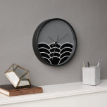 Horloge Classic Contemporary Scalloped Scales Art Motif<br><div class="desc">Contemporain minimaliste moyen gris foncé, noir et blanc art déco coquille cercles design motif. Orné, fantaisiste, ludique et motif classique pour l'hipster, la fashionista funky ou la diva de mode, le branchet ou l'amant abstrait de motifs géométriques. Elégant, élégant et éclectique design minimaliste pour le décorateur artistique, décorateur artistique, populaire...</div>