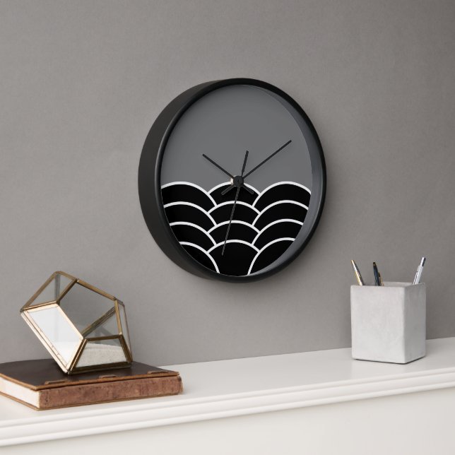 Horloge Classic Contemporary Scalloped Scales Art Motif (Bureau)