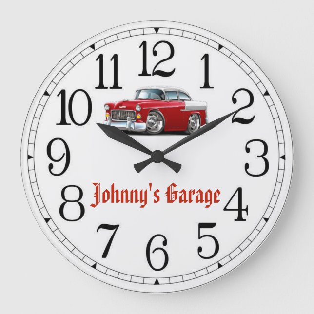 Horloge classique de Johnny's Garage Rouge & Blanc (Recto)