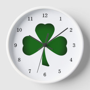 Horloge Clavier vert Shamrock irlandais Lucky