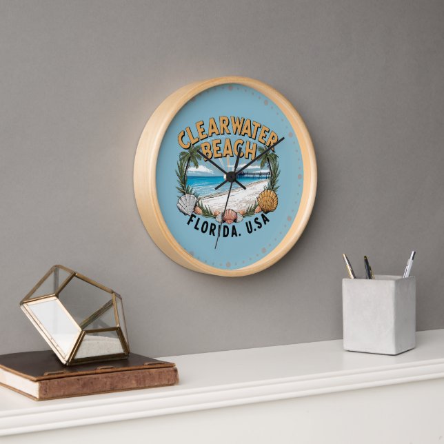 Horloge Clearwater Beach Retro Vignette (Bureau)