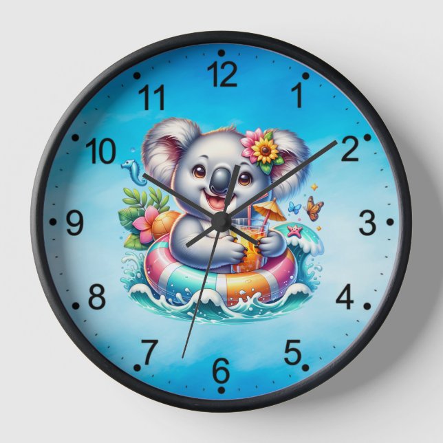 Horloge Clipart de sublimation de koala d'été-97702 (Recto)