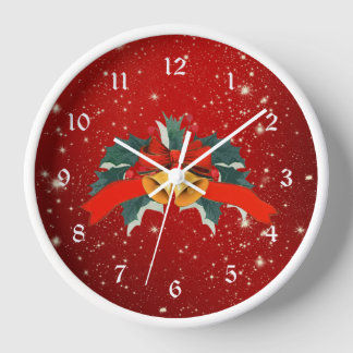 Horloge Cloches de Noël, scintillement rouge,