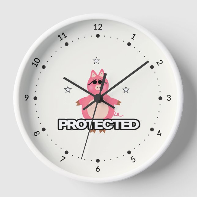 Horloge Cochon rose drôle (Recto)