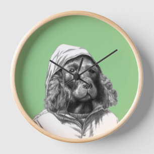 Horloge Cocker Spaniel en Manteau de pluie (Moegi)