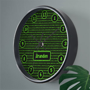 Horloge Code Programmer Style SciFi Vert/Noir - N'importe