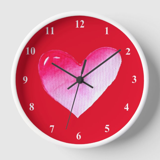Horloge Coeur rose valentine pop art (Recto)