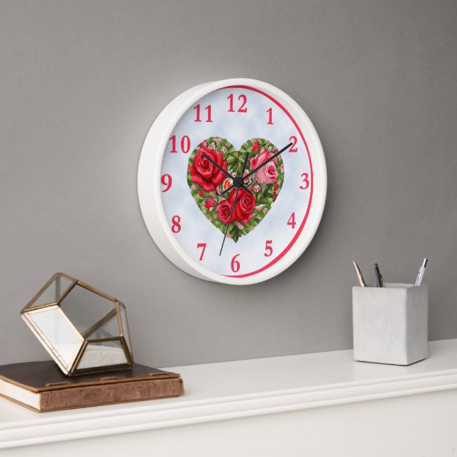 Horloge Coeur Rose vintage (Bureau)
