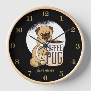 Horloge ☕ Coffeecore Clock Coffee Mèmes Barista CARLIN DOG