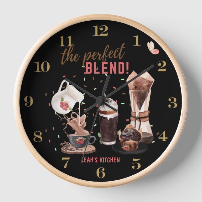 Horloge ☕ Coffeecore Clock Coffee Mèmes Barista Chalkboard (Recto)