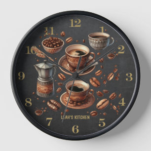 Horloge ☕ Coffeecore Clock Coffee Mèmes Barista Chalkboard